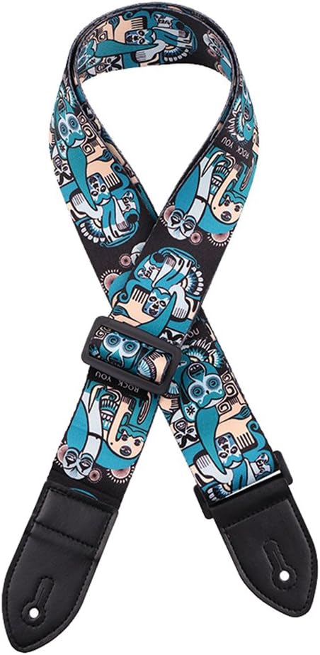 Tookang Guitar Straps Polyester Printing Electric Guitar Straps Leather End Bass Straps Adjustable Length Folk Guitar Straps Multicolour #11