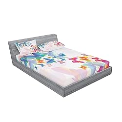 Lunarable Butterfly Fitted Sheet & Pillow Sham