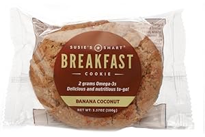 Susie's Smart Breakfast Cookie Healthy Omega-3s and Protein rich Soft Chewy Home-baked Cookie, Coconut/Banana, 64.26 Oz (Pack of 18)
