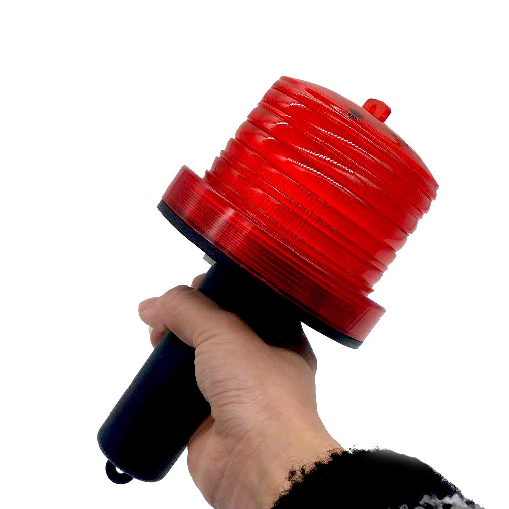 Luwint Handheld Red Emergency Strobe Warning Light LED Solar Powered
