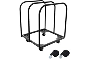 FAUENPEEY 3 Pole Folding Table and Chair Cart-Panel Cart with 4Inch Swivel Caster 8PCS Table Storage Capacity Folding Chair&Table Dolly with 2PCS Straps to Store and Move Lumber,Mattress,Plywood,Box