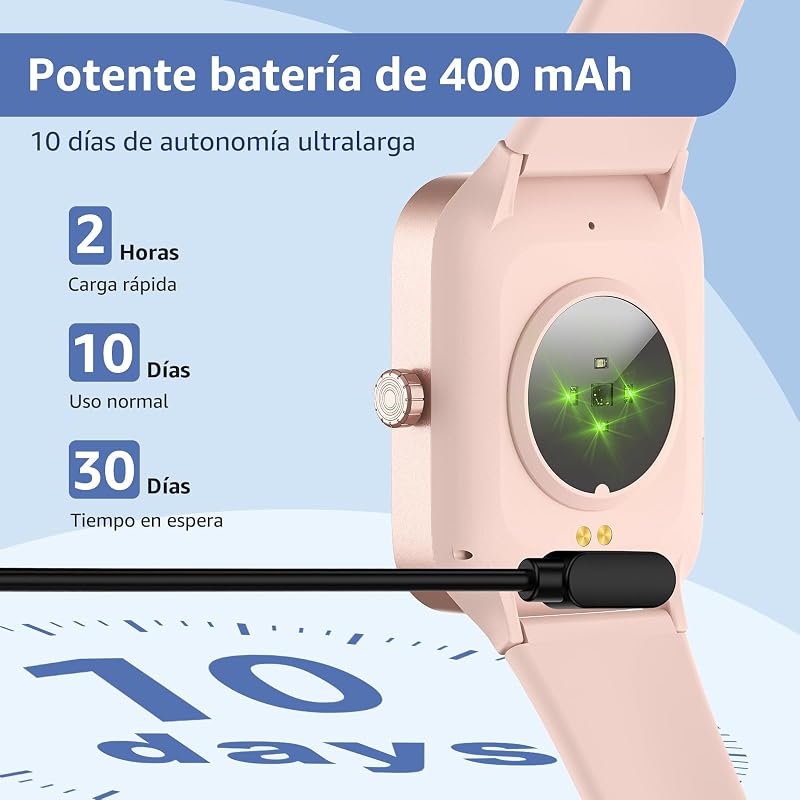 Reloj Inteligente Mujer Hombre, 1.95" Smartwatch con Funciún Llamadas y Recordatorio del Mensaje, Smart Watch con 140+ Modos Deporte, Oxímetro, Monitoreo del sueño, para Android iOS — foto 3 de 6