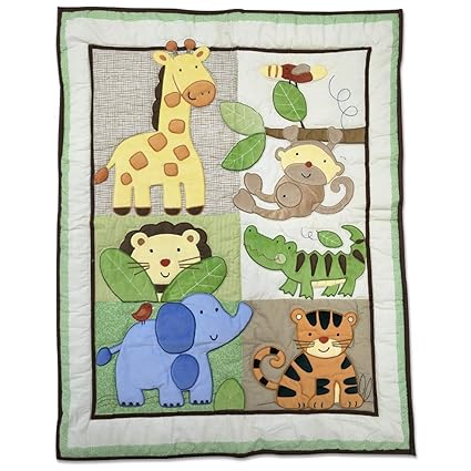 Quilting Tree Jungle Theme 100% Cotton All Weather Super Soft Baby Quilt Babysheet and Pillowcase Baby Wrapper for Unisex Babies