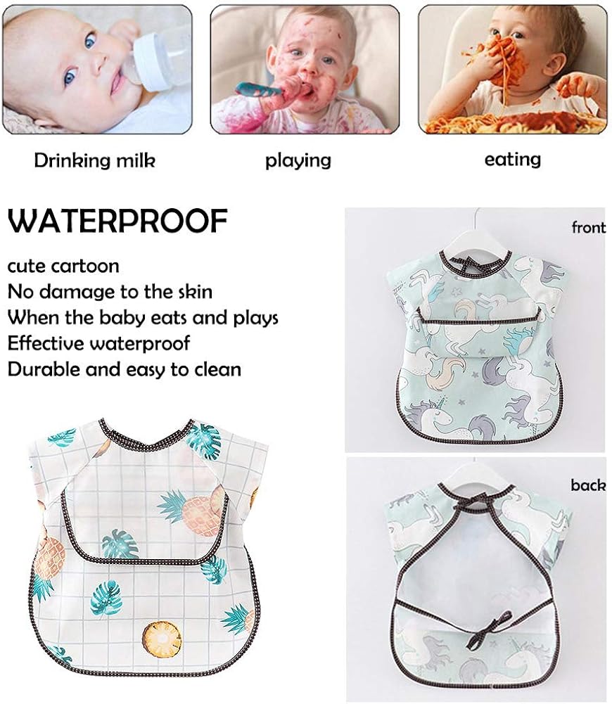 Bebe Lactancia Y Alimentacion Baberos Baberos Impermeable Bebes Ninos Ninas Delantal Sin Mangas Para Pintura Comer Para Unisex Infantil De 0 3 Anos Happy Cherry