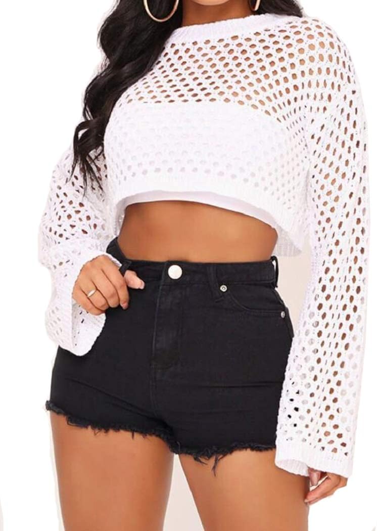 crochet bell sleeve crop top