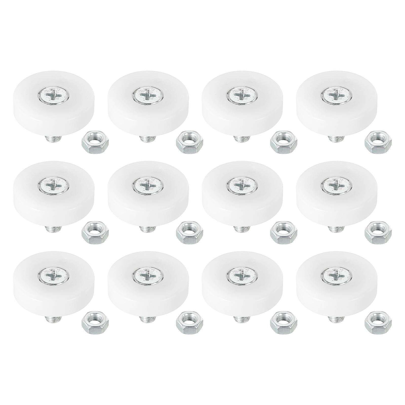PATIKIL 26mm Drawer Rollers, 12 Plastic Drawer Pulley Replacement Wheels Bearing Small Pulley with Nuts