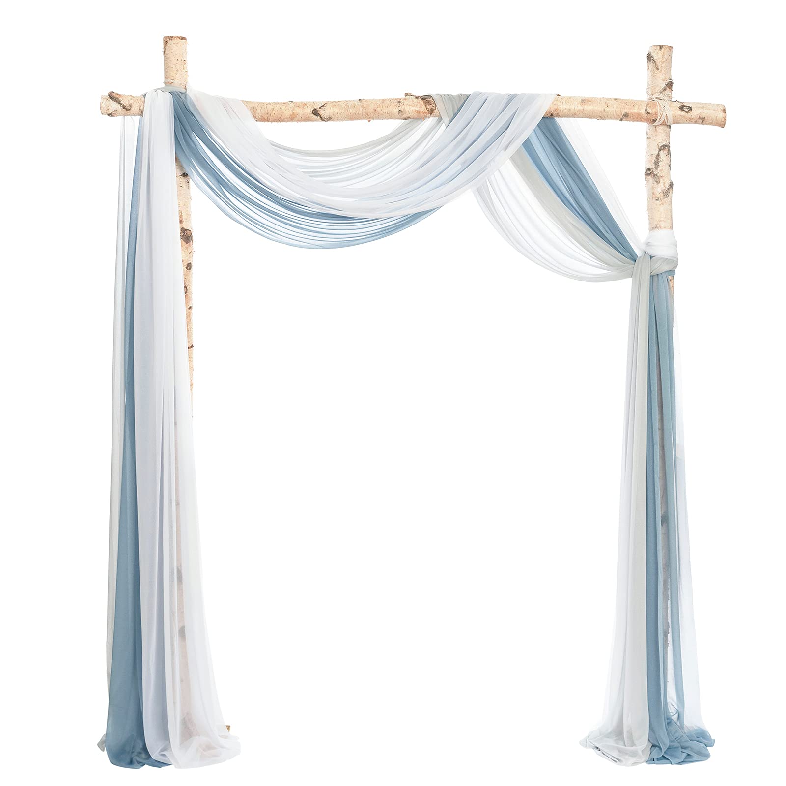 Photo 1 of Ling's Moment Wedding Arch Draping Fabric 3 Panels 20Ft Blue Chiffon Fabric,Sheer Hanging Drapes Arrangement for Wedding Ceremony Backdrop Party Swag Home Decor (Dusty Blue & Cool Grey & White)