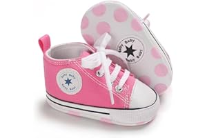 KKIIDDSS Unisex Baby Girls Boys Canvas High-top Shoes, Newborn Infant Anti-Slip Soft Sole Frist Walking Breathable Sneakers