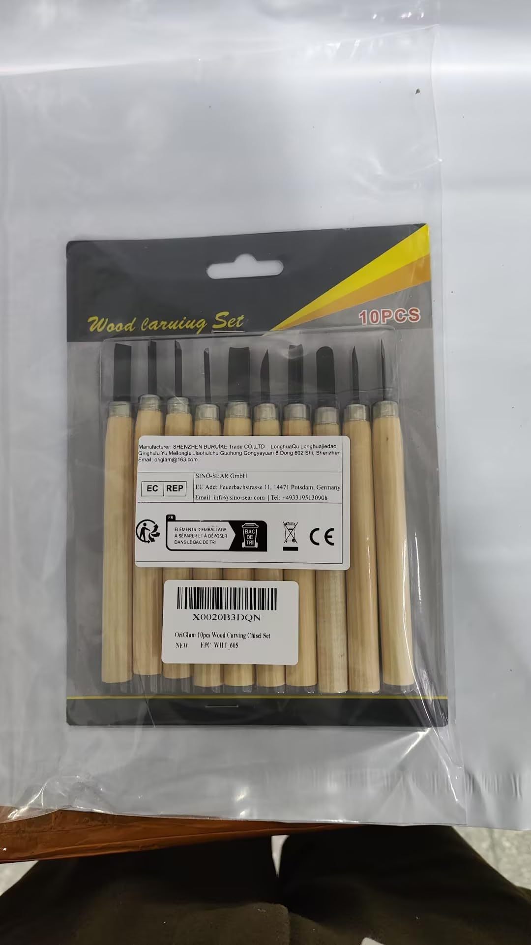 OriGlam 10pcs Professional Wood Carving Chisel Set - Carbon Steel Woodworking Tools, Power Grip Chisels Great for Carving and Woodworking