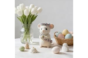 Easter Decorations, Easter Felt Bunny Ornaments, 4in Handmade Wool Felt Bunny Figurine for Easter Basket Stuffers, Tiered Tra