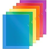 Dunwell Clear Plastic Document Folders 8.5x11, 12 Pack, Assorted Colors | Letter Size Poly File Jackets, Tear-Resistant Design, Durable Document Storage for School, Office &amp; Home