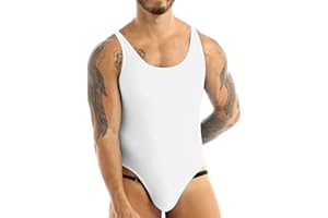 TiaoBug Men One Piece Freestyle Leotard Bodysuit Slim Cut Swimsuit Thong Singlet