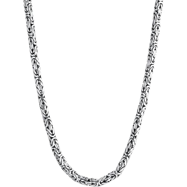PDTJMTG 925 Sterling Silver Byzantine Chain 2.5MM Byzantine Link
