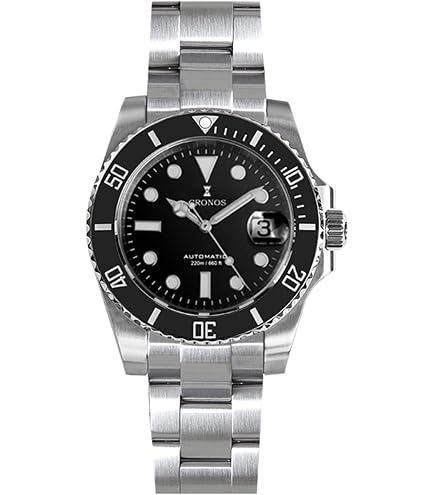 一*会様 CRONOS automatic (black dial)l Amazon.com: Cronos L6039 44mm Automatic Dive Watch for Men | 9015
