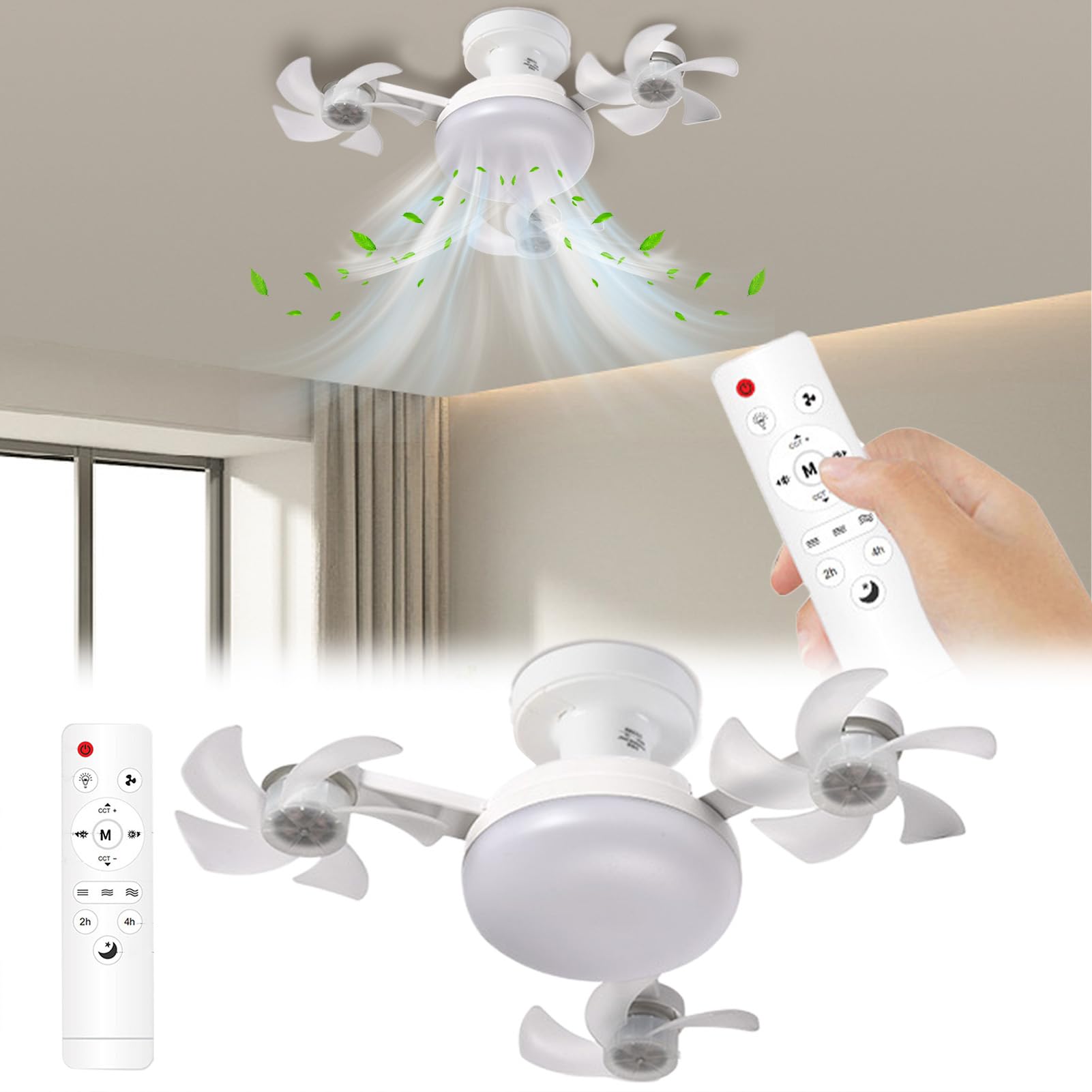 Wpsagek Deckenventilator Mit Licht Und Fernbedienung - Flachbau Deckenventilator Mit E27 Fassung,Dimmbare Beleuchtung Und Fernbedienung Kühlung Für Wohnzimmer