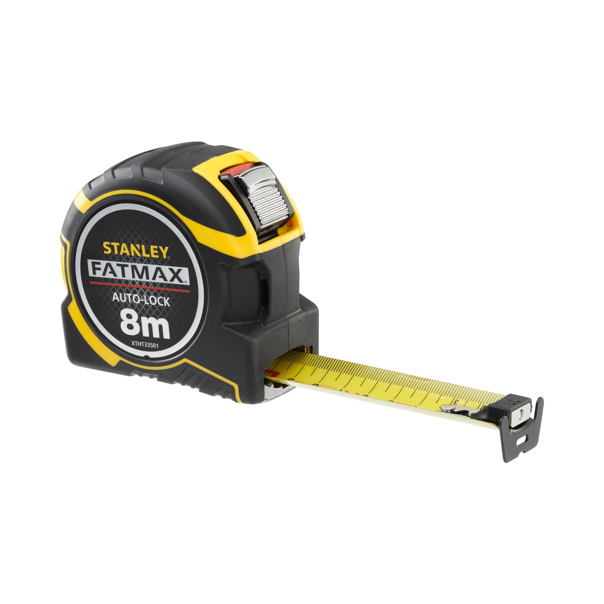 STANLEY XTHT0-33501 FATMAX Autolock Tape, 8m Metric Only, Yellow/Black