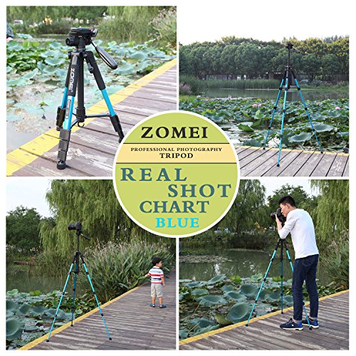 ZOMEI 55" Lightweight Compact Travel Portable Camera Tripod for Canon Nikon Sony DSLR Camera Video with Carrying Bag(Blue)