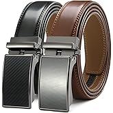 DOOPAI Men's Ratchet Leather Belt Set - 2 Pack Sliding Belt Adjustable For Gift Mens Dress Casual 1 3/8",Cut for Fit