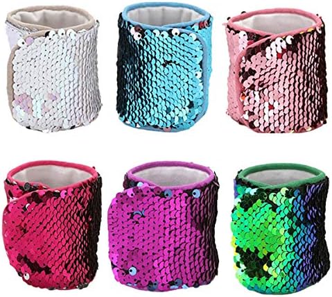 Mermaid Slap Bracelets Party Favors Kids' Play Bracelets Two-Color Reversible Charm Bracelets Magic Sequins Flip Wristband Bracelets Bands Class Prizes Anxiety Bracelet Stress Bracelet Calming
