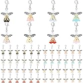 PH PandaHall 64pcs Angel Wing Charm, Guardian Angel Pendant Fairy Dangle Charms with Lobster Claps Colorful Pearl Flower Beads for Earring Necklace Bracelet Key Chain Making