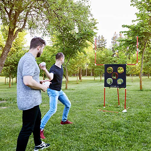 Powerfly Kids Football Toss Game - 2-in-1 Football Target Net & Field Goal Post - Outdoor or Indoor Throwing Practice - Best Sports Toys for Boys 2019