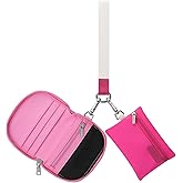 Vulkitty Keychain Wristlet Wallet, Mini Zip Around Wallet for Women Dual Pouch Portable Small Wallet Detachable Coin Purse