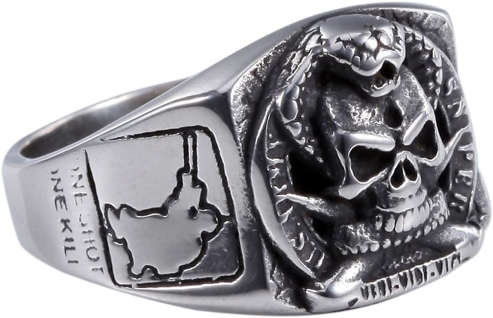 316L Stainless Steel Sniper United States US Army Military Skull Ring Size 7-13
