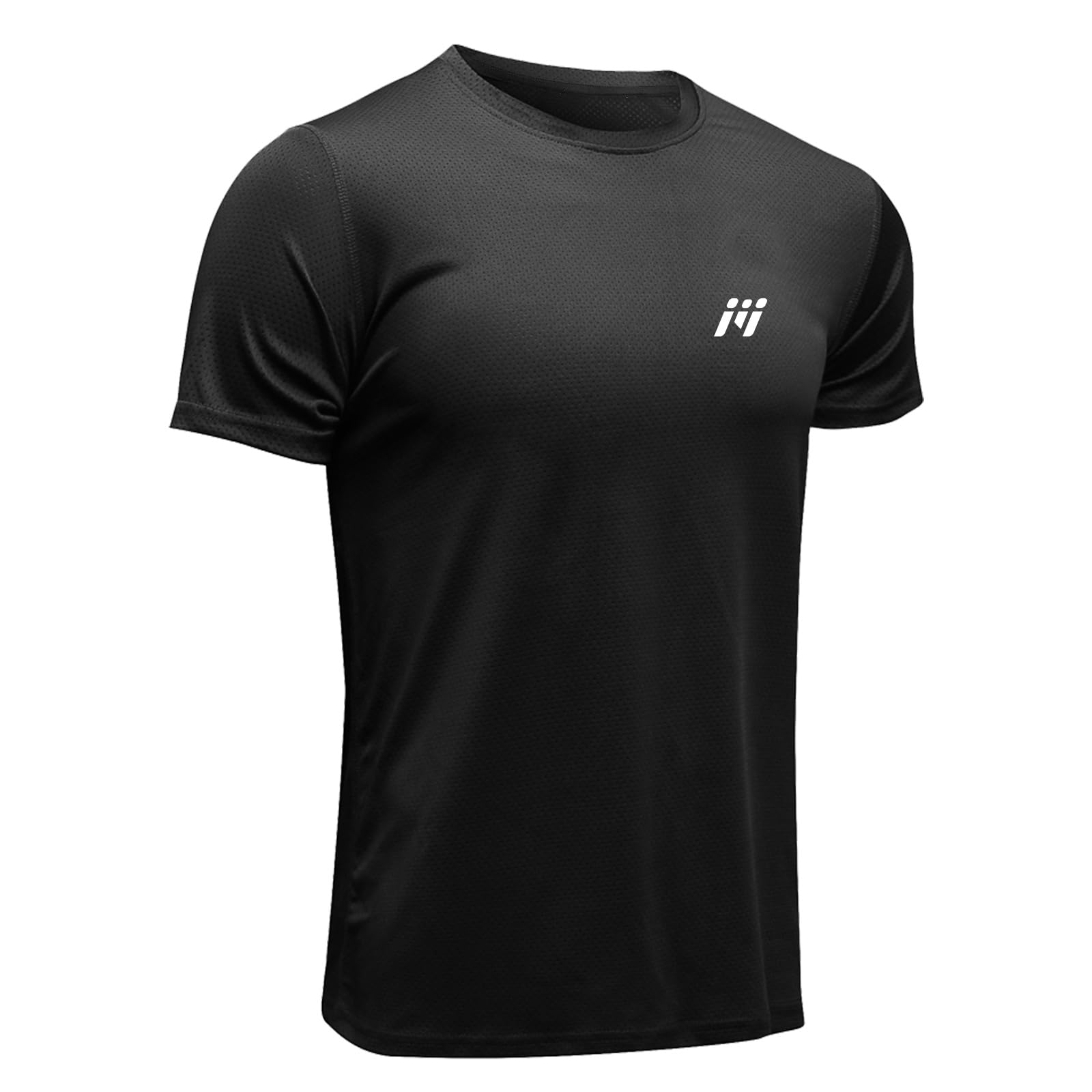 MEETWEE Men's Sport T-Shirt, Breathable Cool Dry Mesh Base Layer Tops Short Sleeve Running Top Gym Shirt, Black, XXL