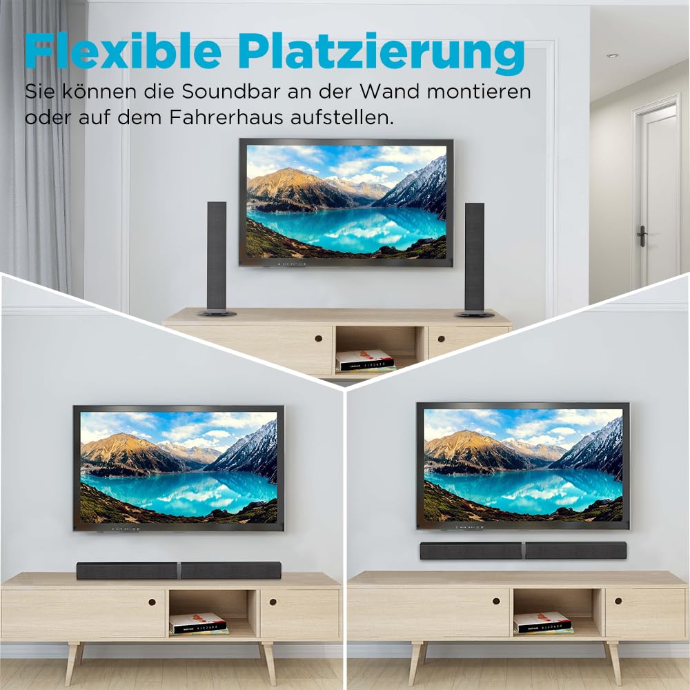 HoYLluDLL 2.0-Kanal Soundbar für TV Geräte, 32 Zoll Teilbare 2-in-1 Soundbar für TV Soundbar Bluetooth mit 3 EQ-Modi und 3D Surround Sound, TV Lautsprecher Soundbars mit ARC/Optisch/Aux, 1pcs 2
