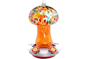 Muse Garden Gifts for Women Hummingbird Feeders for Outdoors Hanging Ant and Bee Proof, Blown Glass Hummingbird Feeder with Ant Moat, Christmas Gardening Gifts for Women Mom, 28OZ, Fairy Garden