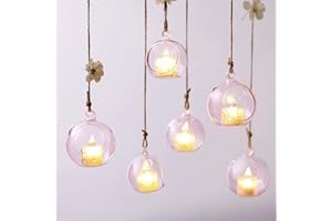LETINE 12pc Pink Glass Orb Set 2.17" & 1.93" for Air Plant Terrarium, Votive Candle, Tealight Holder,Ideal for Backyard Wedding Centerpieces, Christmas Tree Ornaments, Versatile Use in Baby Showers