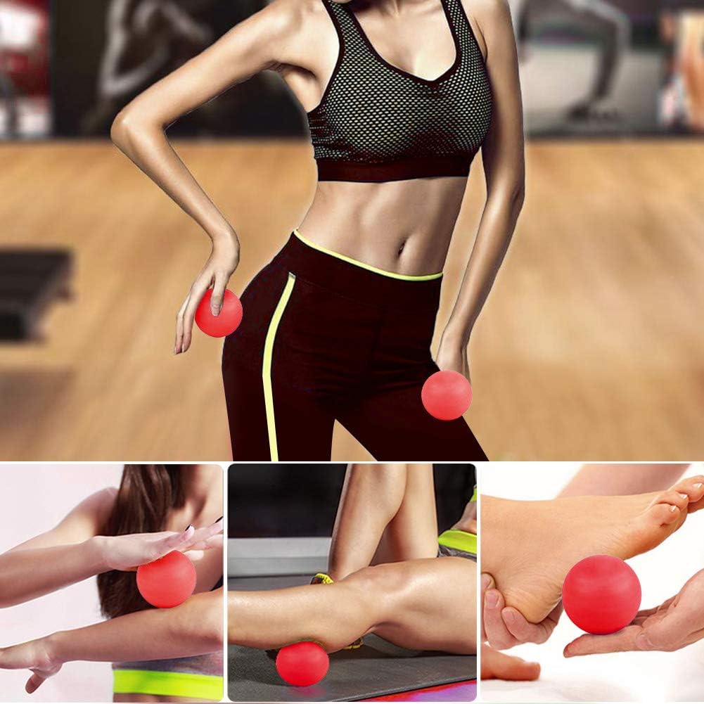 WOVTE Massage Lacrosse Ball for Sore Muscles, Shoulders, Neck, Back, Foot, Body, Deep Tissue, Trigger Point, Muscle Knots, Yoga and Myofascial Release (Red): Health & Personal Care