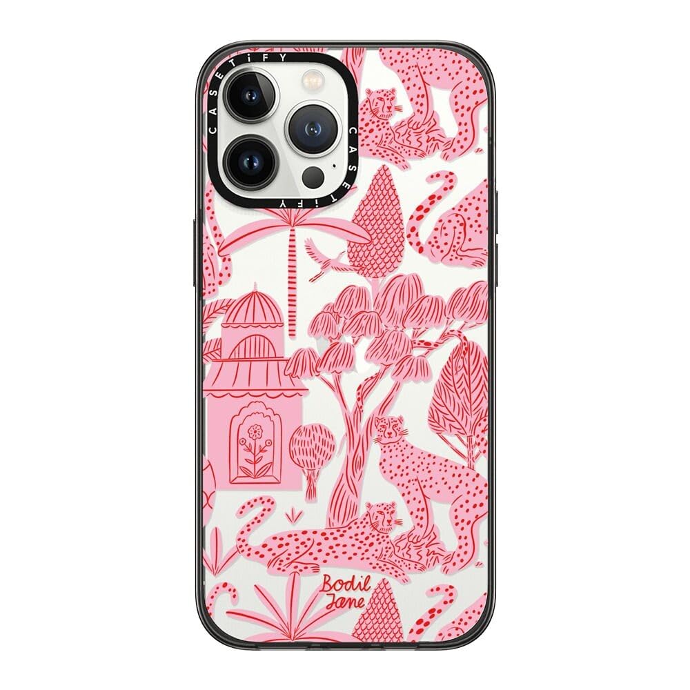 CASETiFY Compact iPhone 13 Pro Max Case [2X Military Grade Drop Tested / 4ft Drop Protection] - Cheetah Paradise Pink - Clear Black — image 1