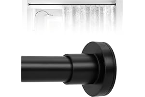 HTZON Black Shower Curtain Rod 27 to 71 In,Short Spring Tension Shower Rods for Bathroom Kitchen Doorway,Small Heavy Duty Adjustable Shower Curtain Tension Rod No Drilling Non-Slip Easy Install,Black