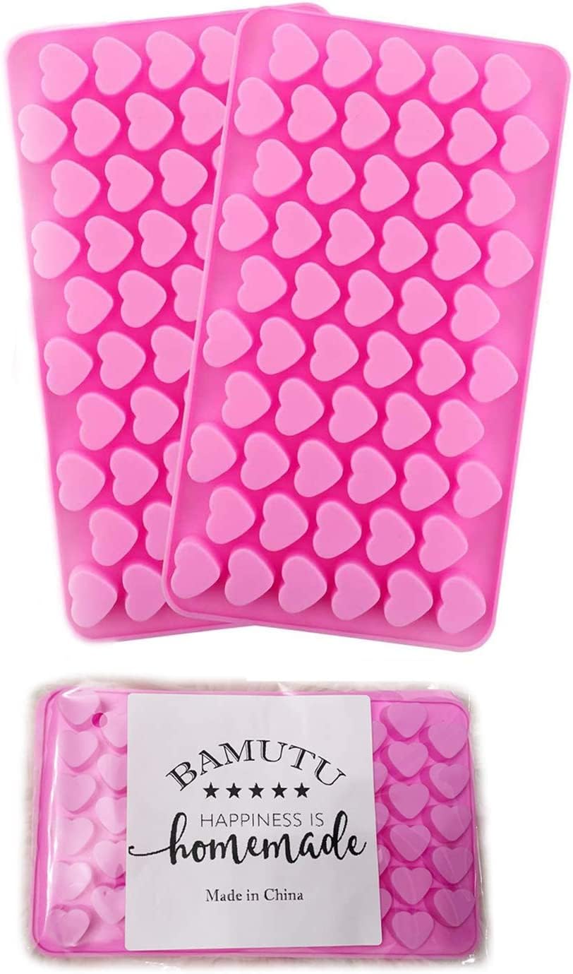 Heart Shape Silicone Molds 2 Pieces 55-Cavity Mini Candy Silicone Molds Ice Jelly Sweets Molds DIY Wax Melt Moulds Baking Accessoire for Party Cake Decoration