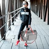 flintronic Travel Duffel Bag Foldable Gym Bag Wet Dry Separation Grey Pink view 9