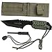 SURVIVOR Fixed Blade Outdoor Knife, Black Tanto Blade, Cord-Wrapped Handle, 7-Inch Overall (Green)