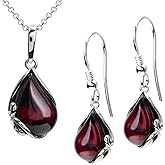 Ian and Valeri Co. Cherry Amber Sterling Silver Earrings Pendant Necklace Set Chain 18 Inches