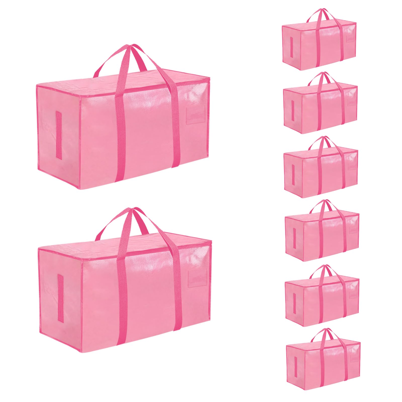 Photo 1 of ***MISSING PARTS***
8 Pack-Extra Large Heavy Duty Moving Bags - Waterproof Storage Totes with Handles & Zippers, Foldable for College Dorm, Storage (Pink)