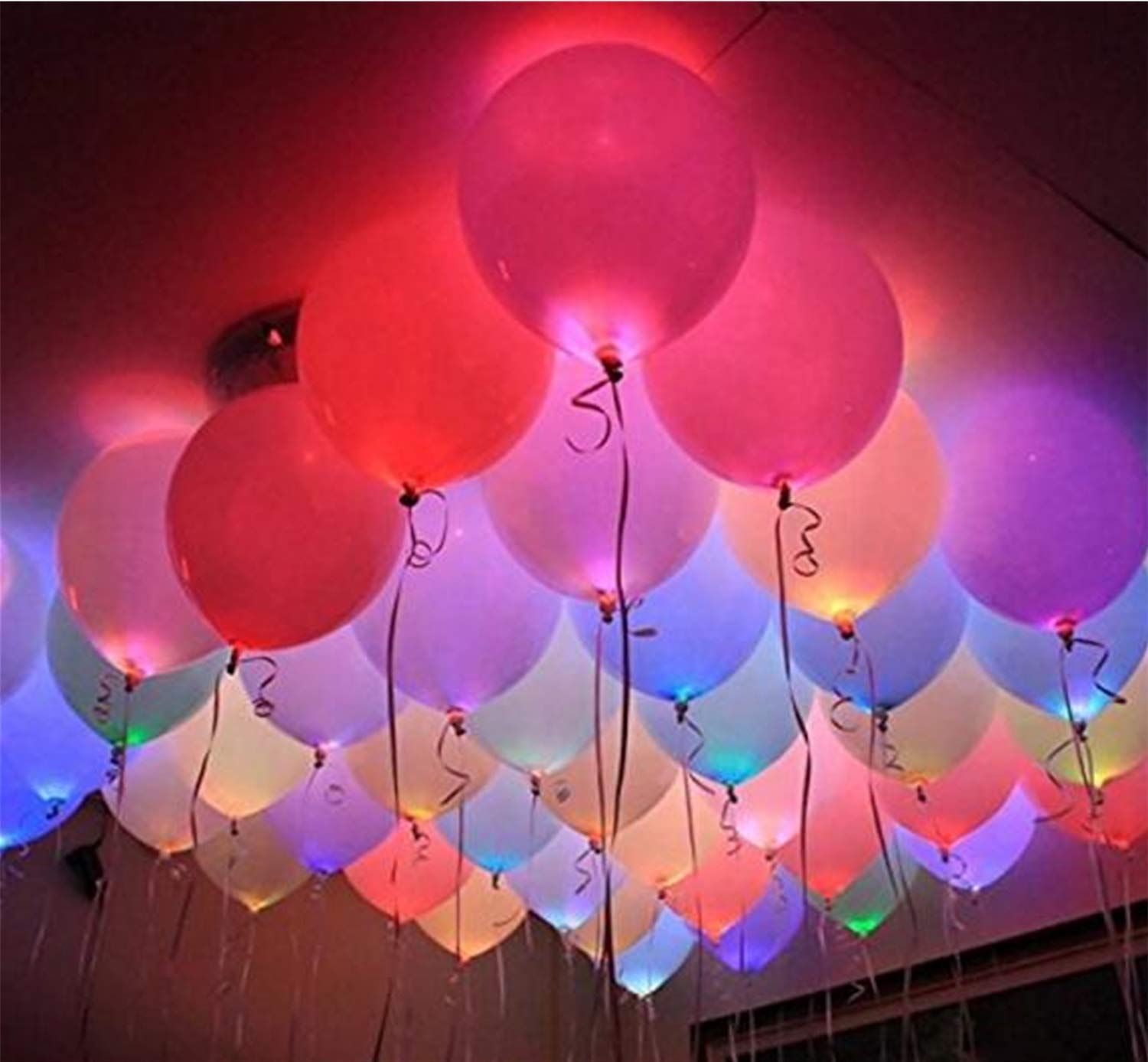 40 pcs Led Light Up Balloons,Glow in the Dark Balloons Flashing Lights 10-24 Hours for Dark Party Supplies, Birthday,Christmas Decorations,Fillable with Helium&Air (RGB)