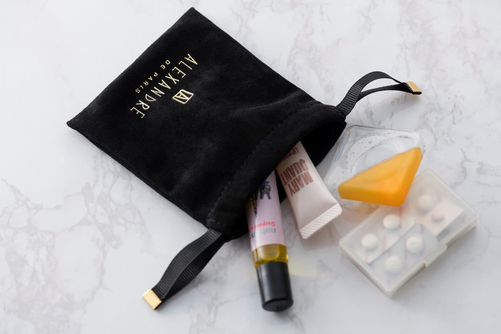 【美人百花 2022年3月号 雑誌付録】アレクサンドル ドゥ パリ 跡がつきにくいリボンクリップ ミニ巾着付き