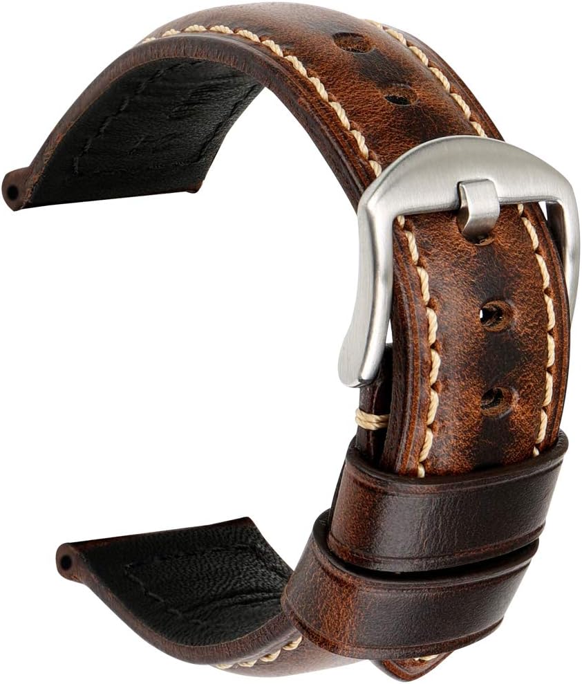 REZEROWatch Band, Genuine Leather Watch Straps, Oil-Waxed Vintage Watch Bands for Men 18mm 19mm 20mm 21mm 22mm 23mm 24mm 26mm