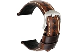 REZERO Watch Band, Vintage Oil Wax Leather Watch Straps 18mm 19mm 20mm 21mm 22mm 23mm 24mm 26mm Watch Belt for Men Women