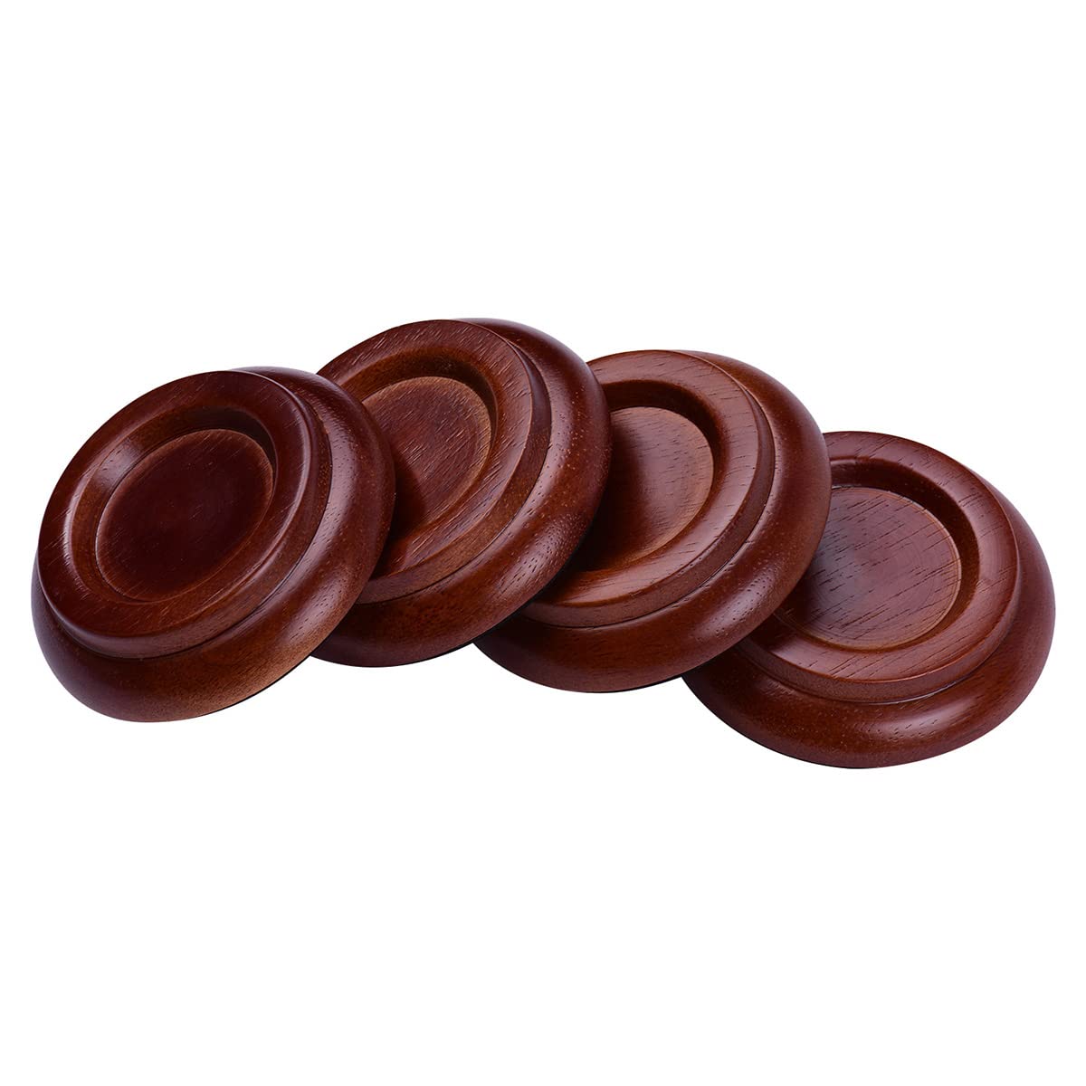 Alnicov Piano Caster Cups,Solid Wood Piano Caster Cups for Upright Piano Wooden Piano Caster Piano Leg Floor Protectors,Non-Slip & Anti-Noise Foam (Set of 4,Brown)