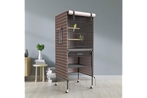 KNUTI Universal Bird Cage Cover Good Night Blackout Thin Lightweight Breathable Small Animal Cages Cover Pet Removable Durable Protector (Beige, 60" H x 18" W x 18" L)