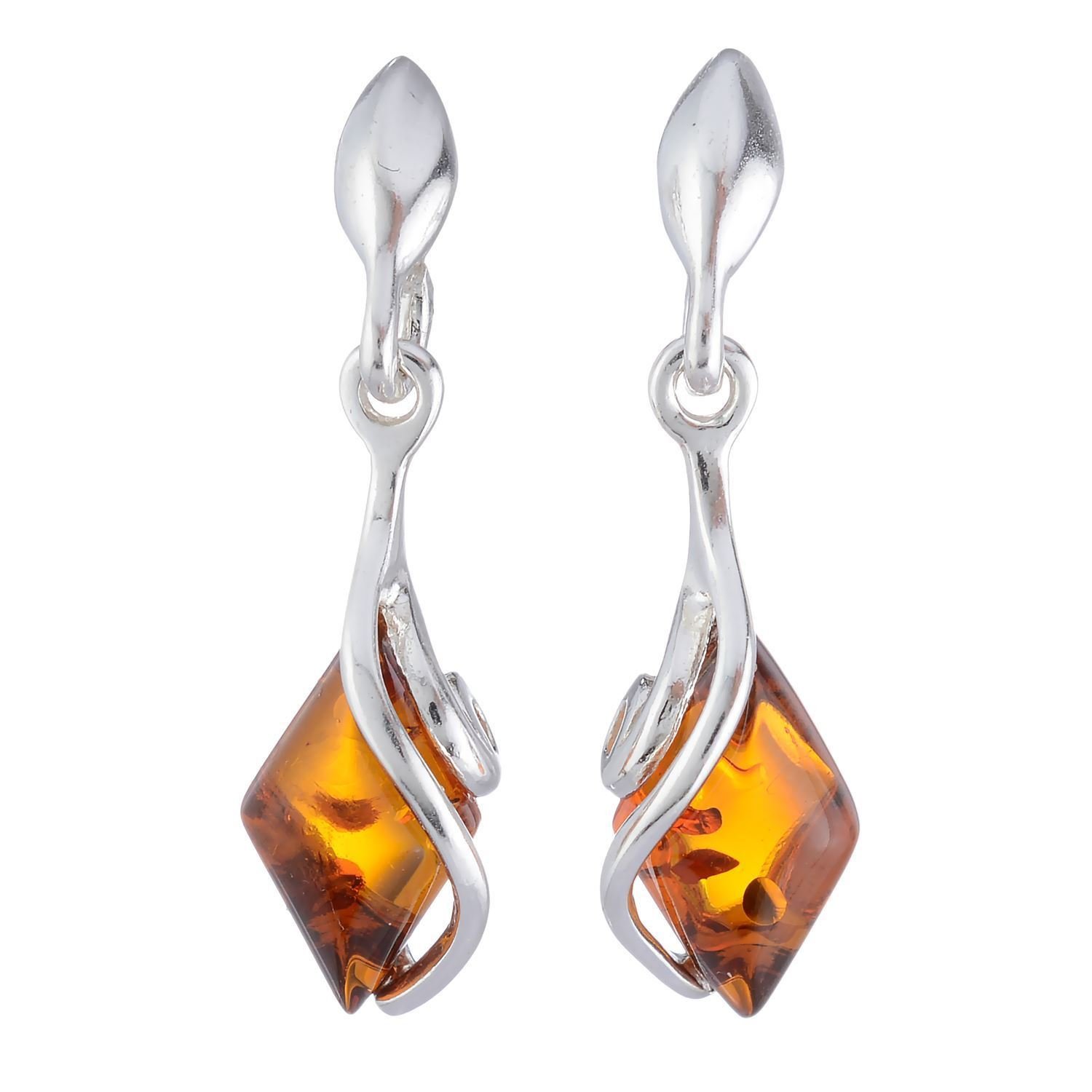 Sterling Silver and Baltic Honey Amber Earrings "Elena"