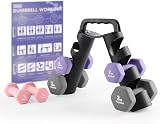PhysKcal Hex Dumbbells Set of 6 with Stand 1kg 2kg 3kg Neoprene