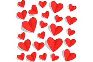 CHNBCG 72 Pcs Valentine's Day Wall Decoration, 3D Heart Valentine Wall Stickers, Waterproof Wall Decals, for Wedding Anniversary Party Bedroom School Office Valentine's Day Decorations (Red)