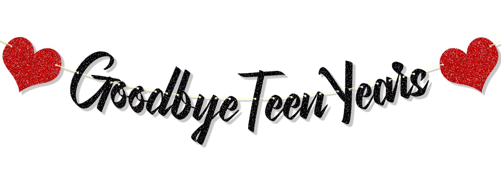 Photo 1 of Ushinemi Goodbye Teen Years Banner Glitter 20th Birthday Decorations, Black 20 & Fabulous Happy 20th Birthday Party Supplies for Men Women