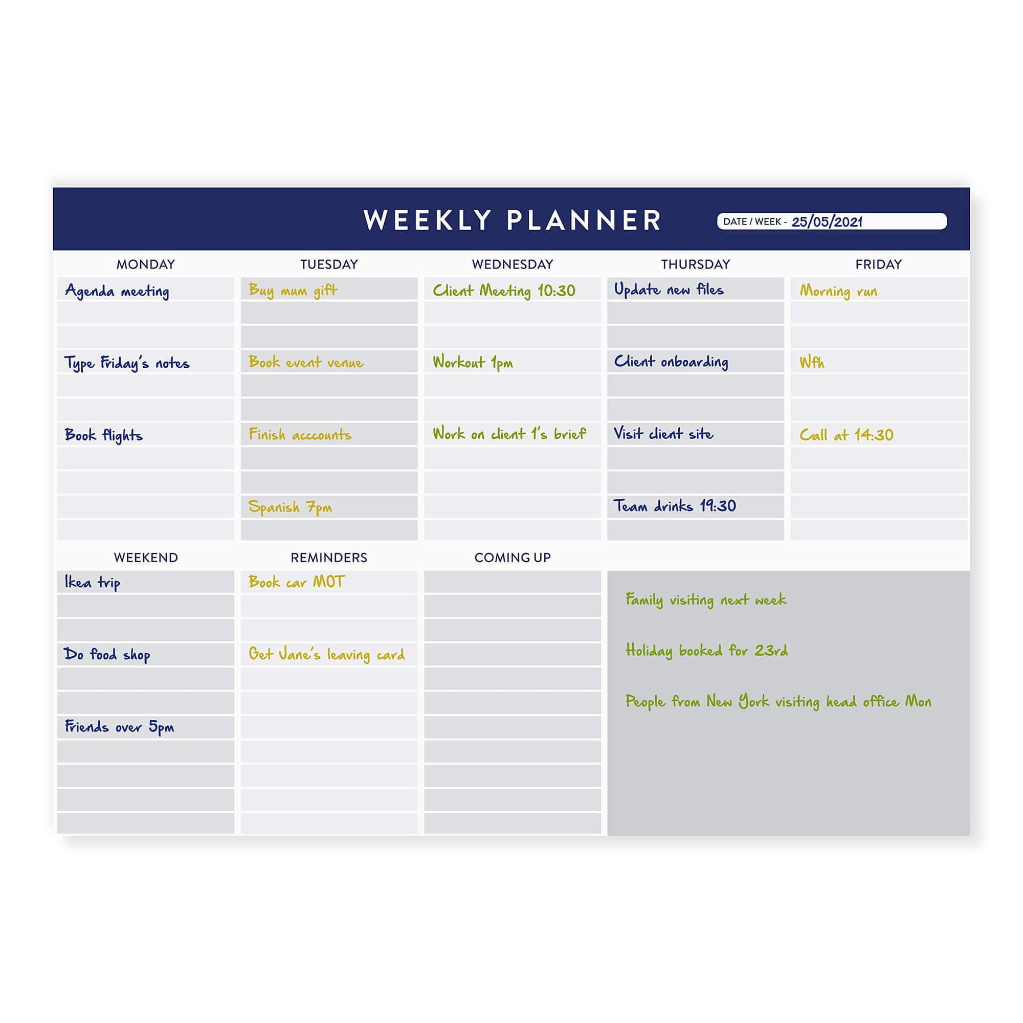 Weekly Planner Pad - Organiser Productivity Planner - Business Desk Planner - A4 Pad - Heavyweight 100gsm Paper - 60 Sheet - by GoPlanUK